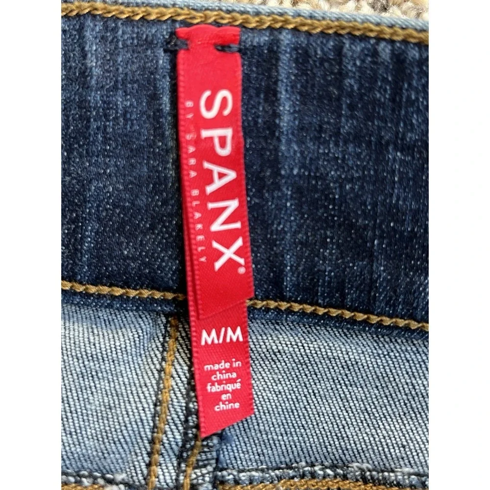 Spanx Stretch‎ denim Blue jeans leggings size M Pull On Tummy Control